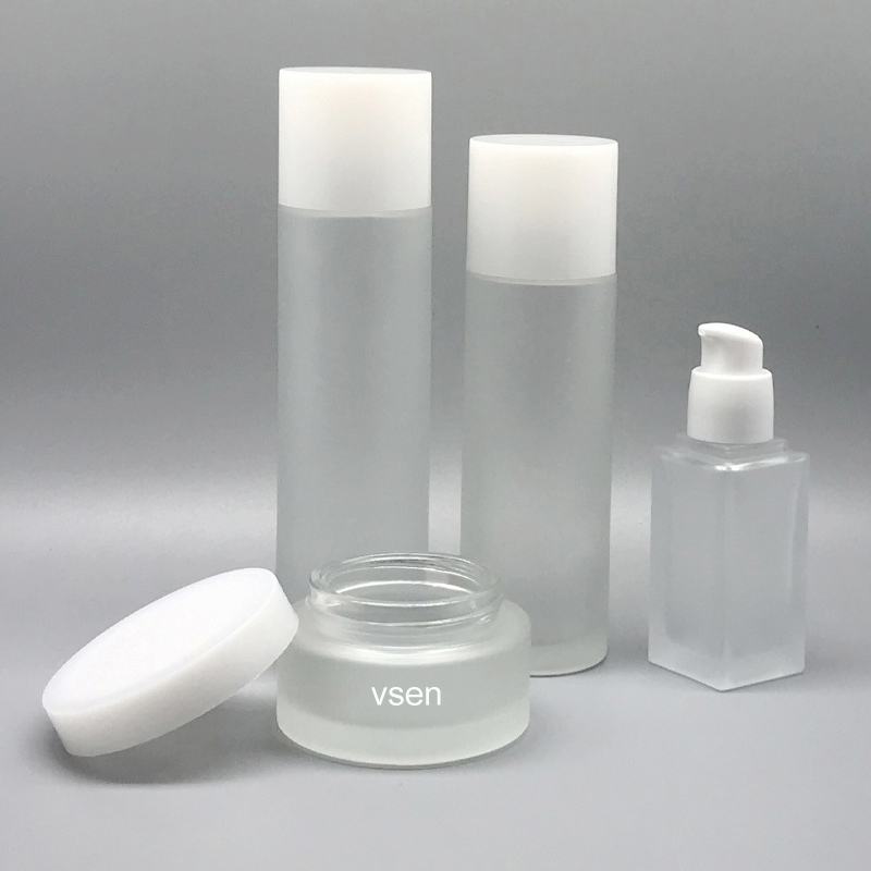 白色盖化妆品包装瓶子 乳液按压瓶子定制 化妆水(图2)